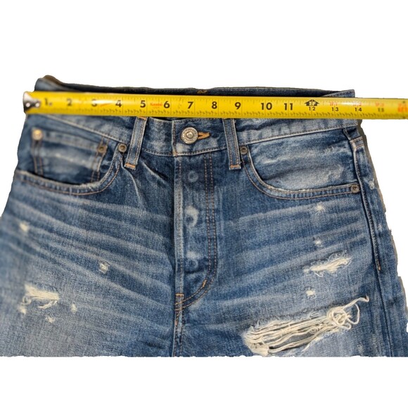 MOUSSY Size 26  Japan Denim ADEL Heavily Distressed Tapered Cotton Buttonfly - Picture 6 of 7